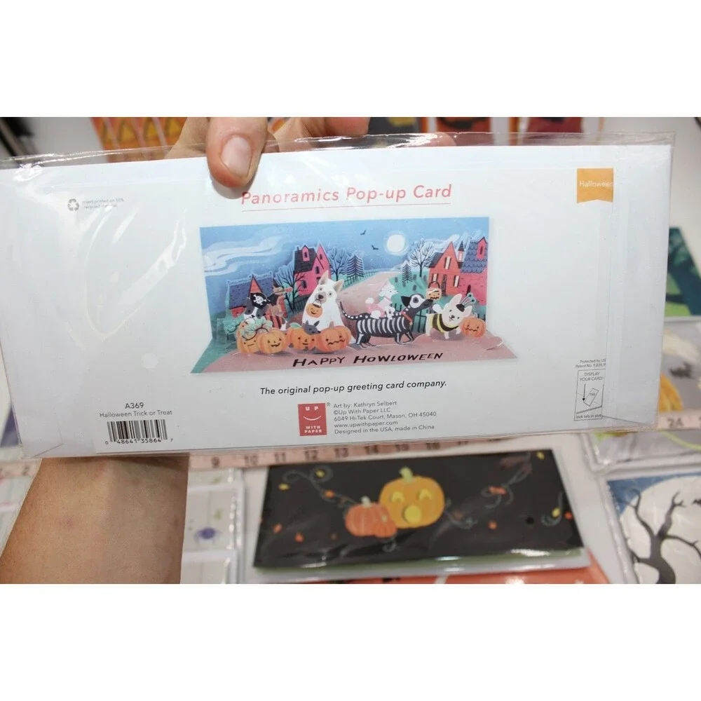 Lot of 62 Total Halloween Panoramic Pop Up Greeting Cards/Regular/Treat Bags NEW